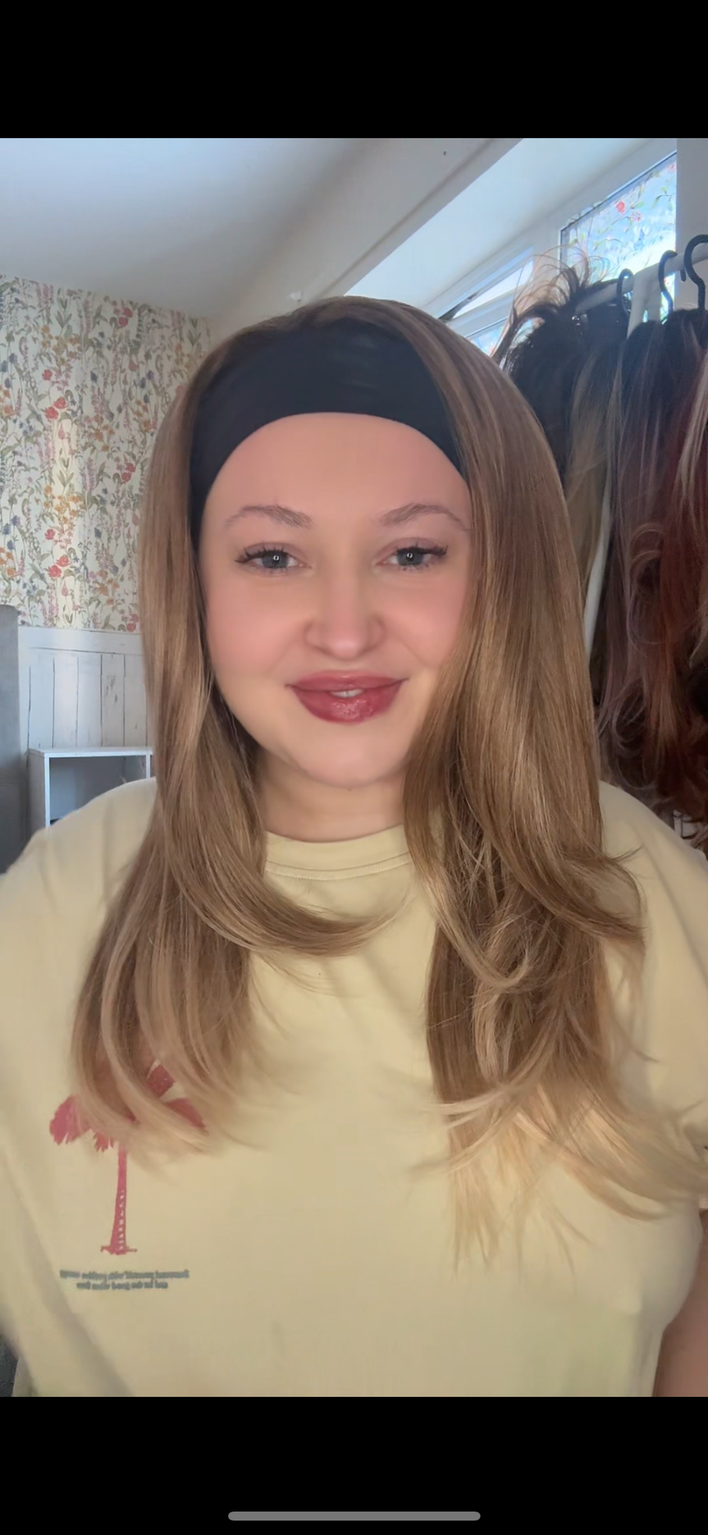 Beige Blonde headband wig