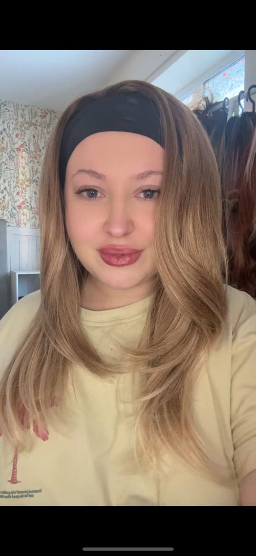 Beige Blonde headband wig