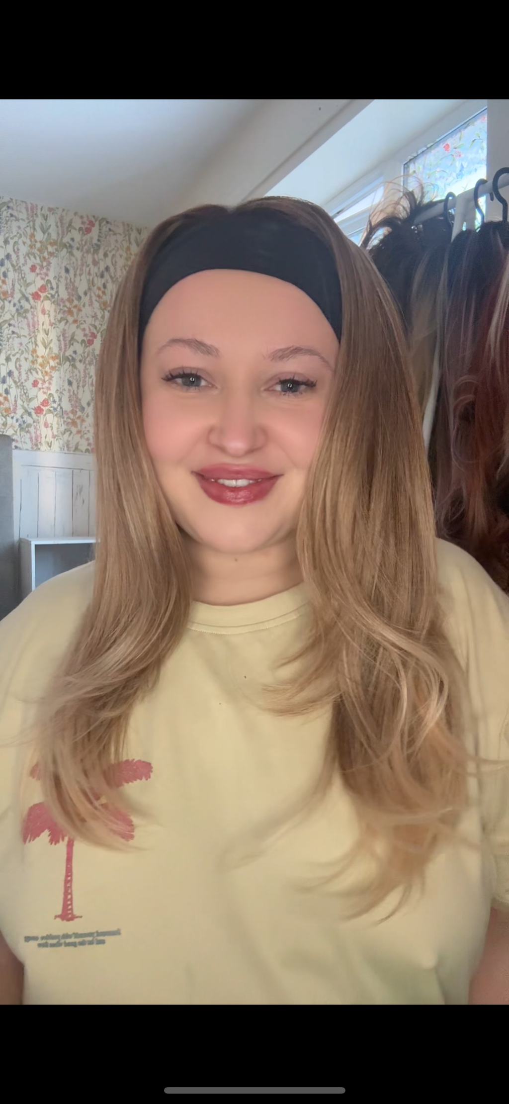 Beige Blonde headband wig