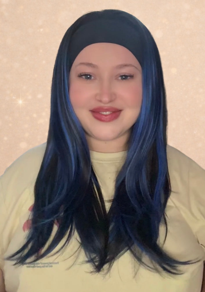 MIA Headband Wig blue black
