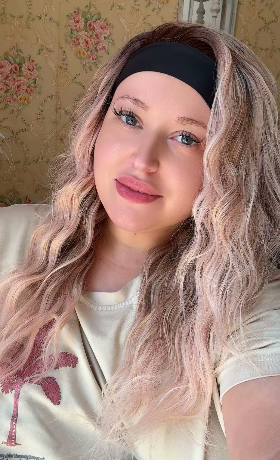 April headband wig apricot