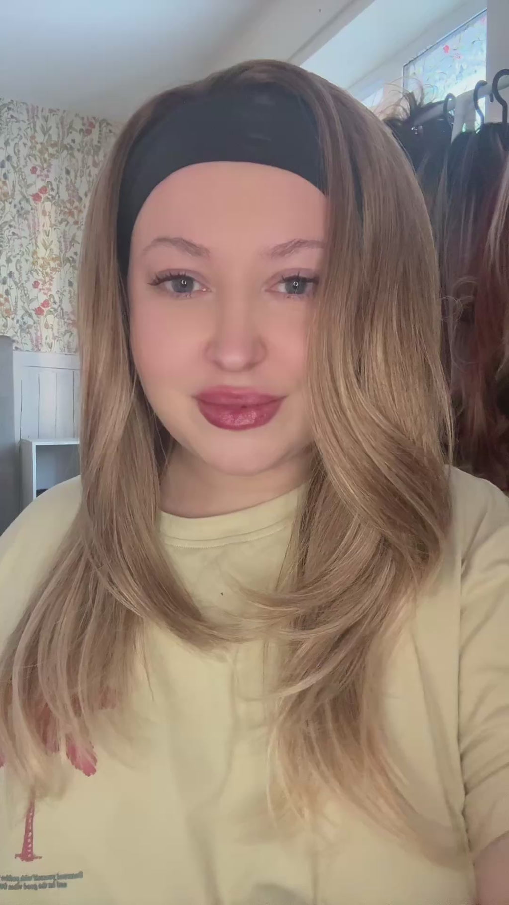 Beige Blonde headband wig