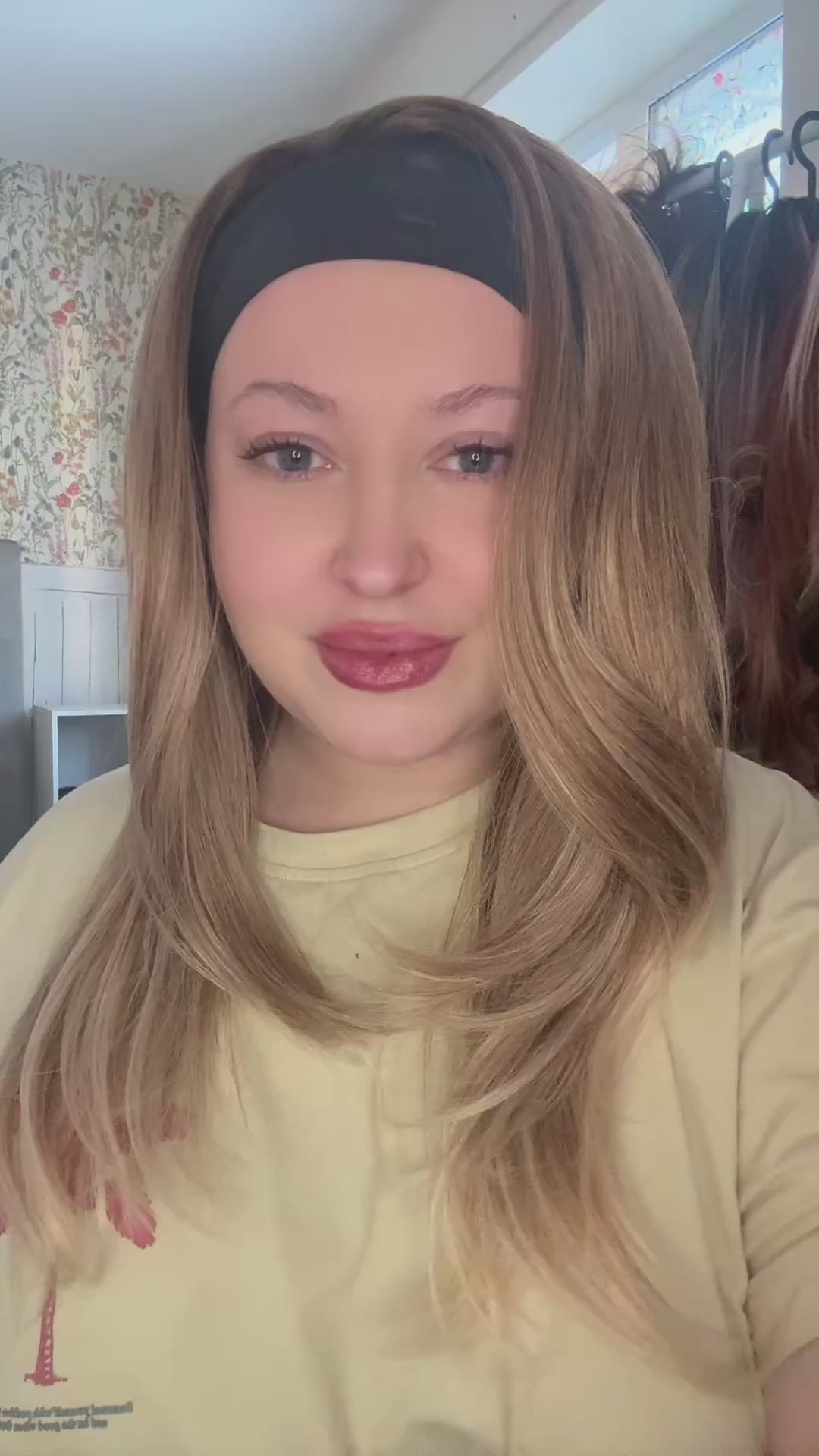 Beige Blonde headband wig