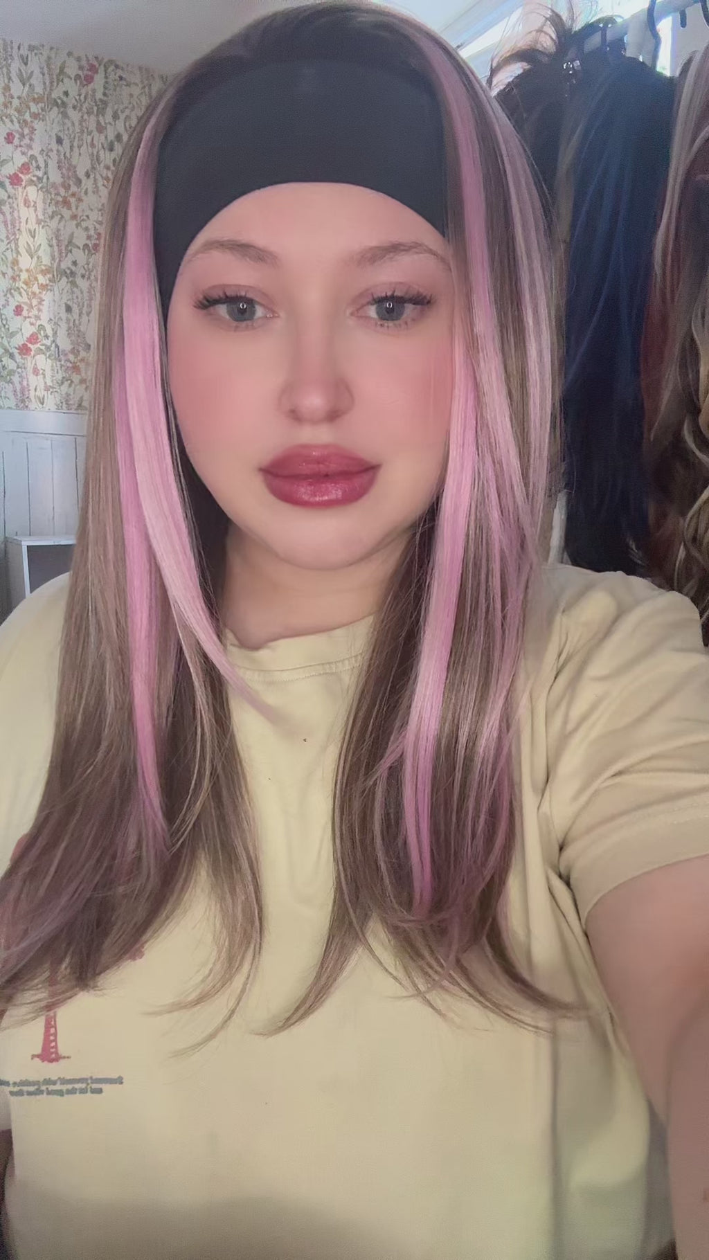 Pink Bronde Headband Wig