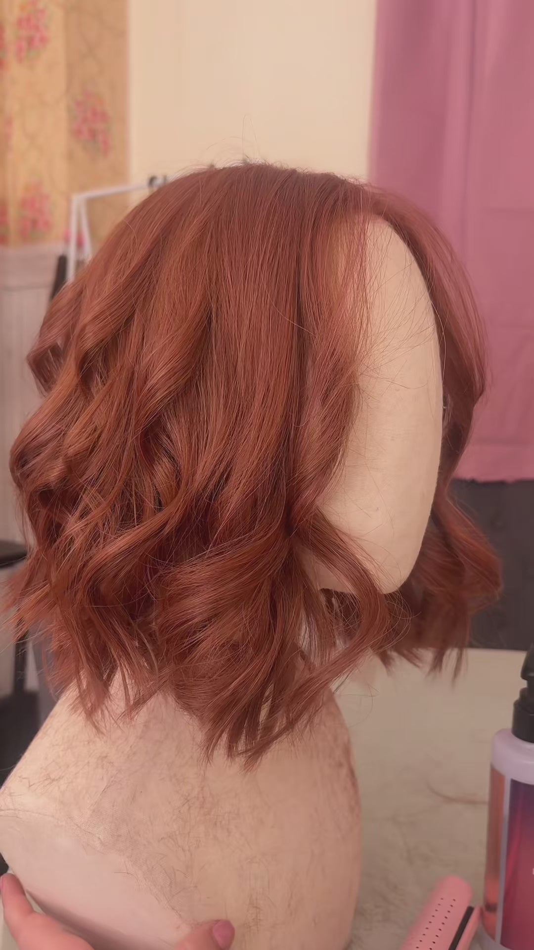Blush auburn monofilament bob